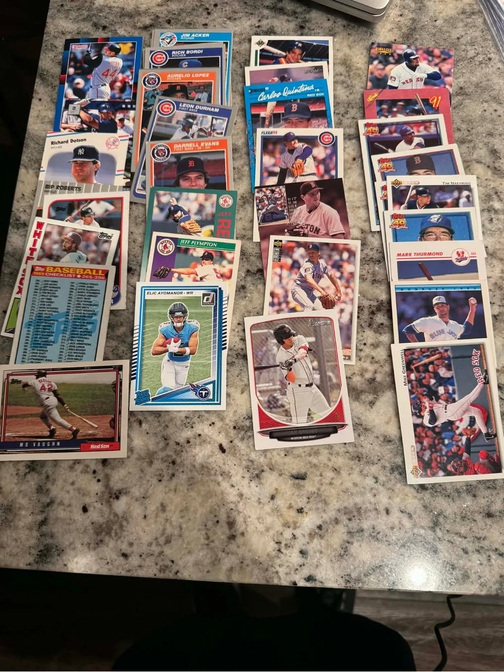 30+ MLB 1990+ Multi-Team Baseball Cards - Blue, Red, White